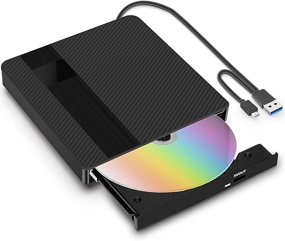 External CD DVD Drive for laptop PC USB 3.0 Type-C CD DVD burner | CD/DVD +/-RW Portable Drive for Laptop Desktop PC and Mac OS for MacBook for Windows 11/10/8/7/XP