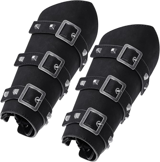 Pistha 1 Pair Medieval Arm Gauntlet Leather Bracers Arm Guards Wristband