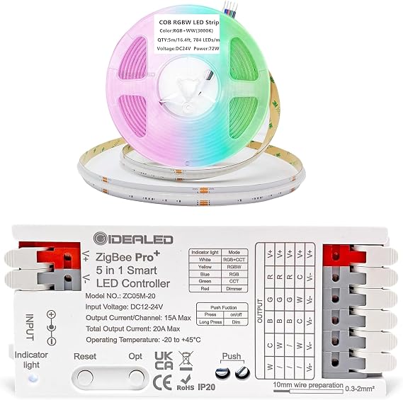 GIDEALED Smart ZigBee RGBW COB LED Strip Controller