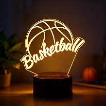 Basketball 3D Night Light, Basketball Layup Shape, 7 Colour Changing LED Lamp with Touch Control,Bedroom Decor for Kids, Ideal Sports Themed Gift [Energy Class A+++]