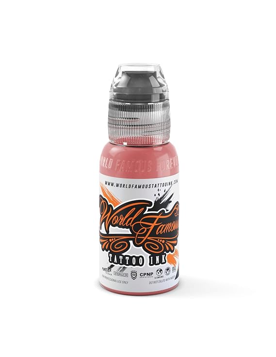 World Famous Orange Tattoo Ink, Vegan and Professional Ink, Made in USA, Pancho Peach Orange, 1 oz