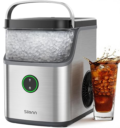 Silonn Nugget Ice Maker Countertop,33Lbs/Day, Includes Scoop & Cleaning