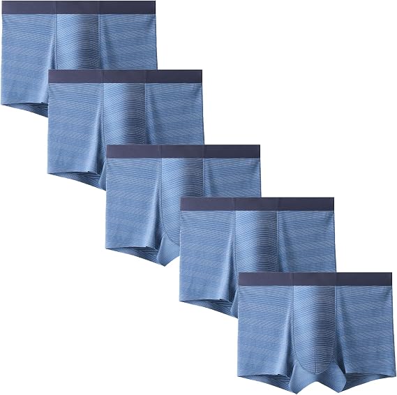 Men's Seamless Striped Underwear Breathable Quick-Drying Boxer Briefs Mid-Waist Underpants
