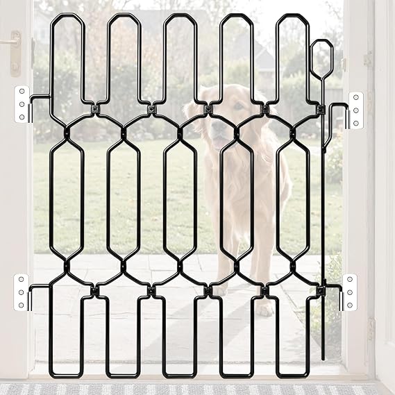 Stair Gate for Dog, Safety Door Indoor, Pet Gate, Foldable Retractable, Made of Metal, No-Drill Installation, 66×78 cm, Pet Barrier for Doorways
