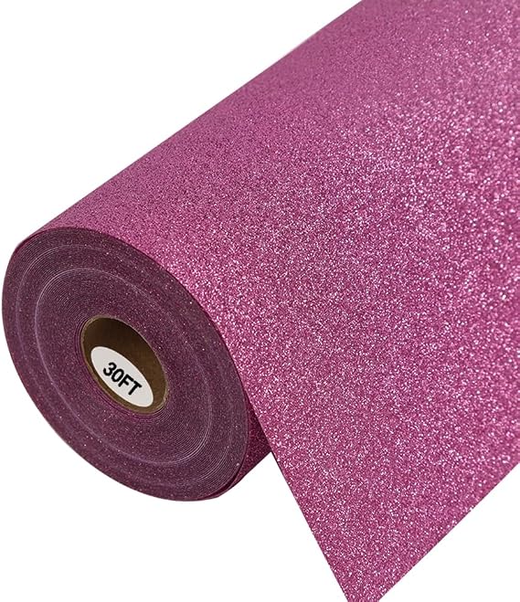 guangyintong Glitter Purple Pink Heat Transfer Vinyl HTV Rolls, 12" x 30ft Iron on Vinyl for T-Shirts Glitter Purple Pink HTV Vinyl for All Cutter Machines Easy to Cut & Weed for Heat Vinyl Design