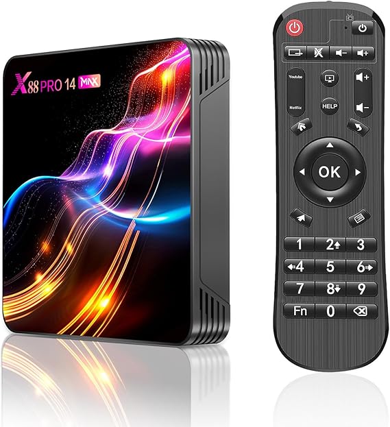 Android TV Box, X14 Pro Max Android 14.0 4GB RAM 32GB ROM RK3528 Quad-Core 64bit Cortex-A53 Mali 450 MP2 GPU Support 8K 3D 1080P 2.4/5.0GHz WiFi BT5.0 10/100M Ethernet DLNA USB 3.0 H.2 65 Smart TV Box