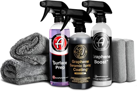 Adam's Polishes Advanced Graphene Ceramic Spray Coating Complete Kit - 18+ Month Sprayable Graphene Oxide Ceramic Coating for Cars, Boats, RV's & Motorcycle | Adds Extreme Gloss, Depth, Shine