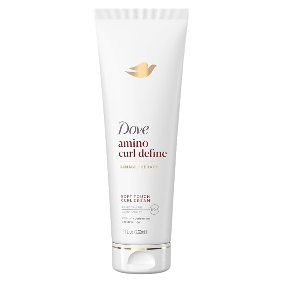 Dove Amino Curl Define Cream for Curly, Coily Hair for Soft Definition 8oz | Provides 72H Curl Nourishment with Amino Complex and Bio-Protein Care Technology, Repairs Damaged hair for stronger hair