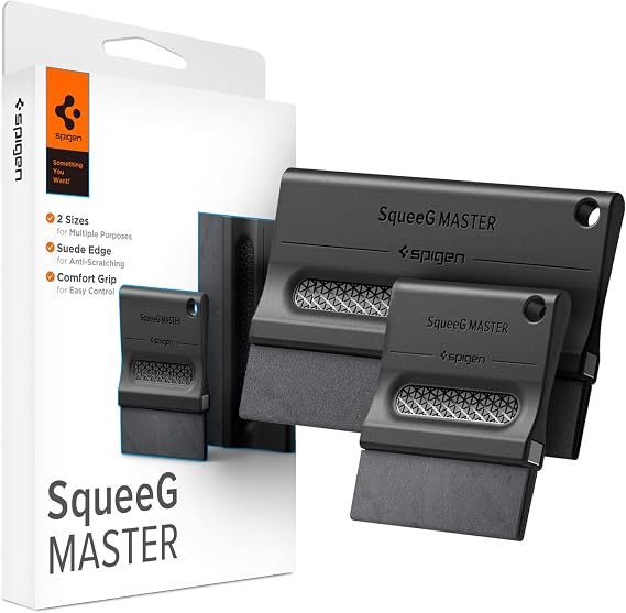 Spigen SqueeGMaster Suede Felt Edge Magnetic Squeegee - Black [2 Size] | Designed for Window Privacy Film, Car Paint Protection Film, Self Adhesive Film and Vinyl Wrap Accessories, 2 Size included