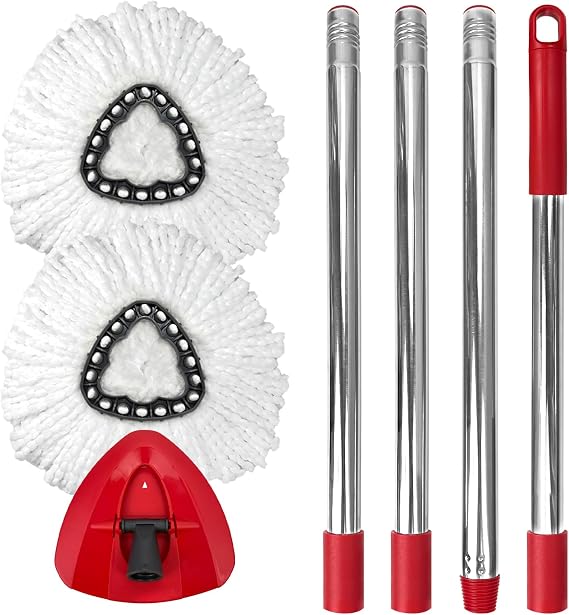 Spin Mop Replacement Set for EasyWring 1-Tank - 2 Heads + Handle + Base