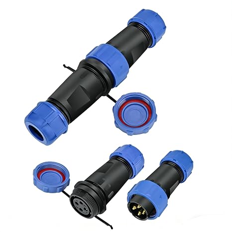 2 Pairs Aviation Connectors IP68 Industrial Waterproof Connector, SP21 4 Pin Male Plug Female Socket Circular Cable Wire Connector in-Line Industrial Connector (4 Pin)