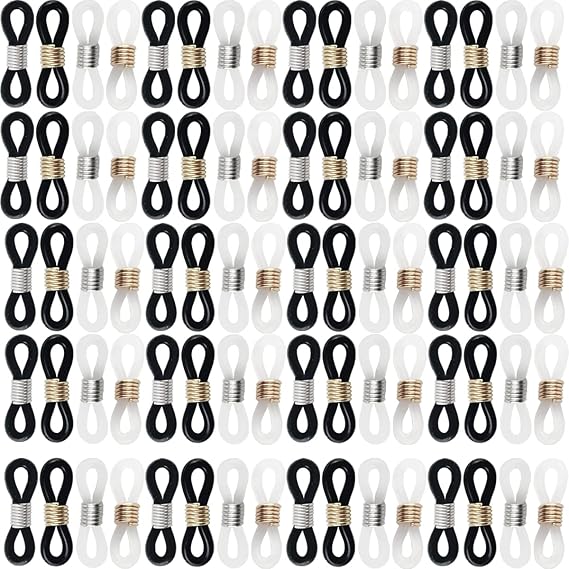 NSBELL 100PCS Eyeglasses Chain Ends Anti Slip Silicone Spring Rubber Connector Holder Retainer for Eyeglass Sunglasses Necklace Chain Eyeglass Chain Loop Holder Silicone Eyeglass Connector