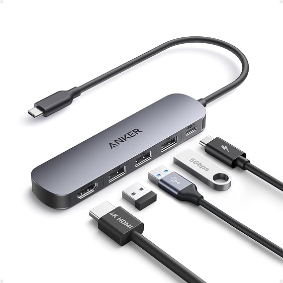 Anker USB-C Hub, 5-in-1 USB Hub for Laptops, 4K HDMI Multiport Adapter | USB C Dongle with 90W Max Power Delivery, 35Gbps USB A Data Ports, for MacBook, Dell, and More (Charger Not Included)