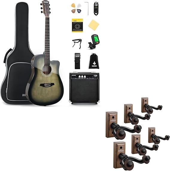 Donner Full Size Acoustic Electric Guitar-Guitar Wall Mount Hanger
