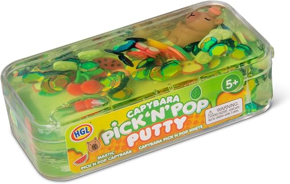 Capybara Pick N Pop Putty – Soft Squishy Sensory Toy with Cute Capybara Characters in Tub, Stress Relief Fun for Kids & Adults 5+