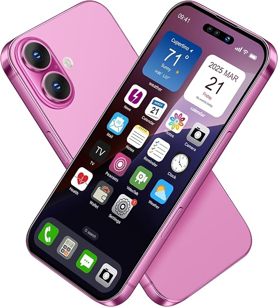 Without Logo Non-working Phone Dummy Display Model Pretend Phone toy for Phone 16 6.1 inches - Pink Colorscreen