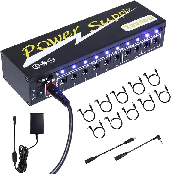 Yueyinpu Guitar Pedal Power Supply 10 Isolated DC Output 9V/12V/18V For Effect Pedal With Separate Short-circuit Protection