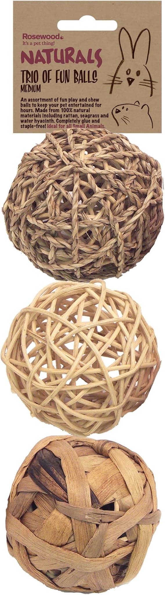 Rosewood Naturals Trio of Fun Balls (3pcs) Small Animal Toys