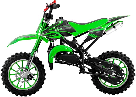 50cc 2-Stroke Gas Dirt Bike for Kids 8-14 Up to 40MPH, Front & Rear Disc Brakes, Dual Shock Absorbers, Off-Road Mini Motorcycle
