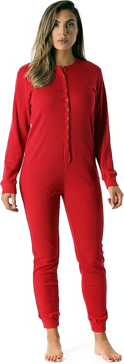#followme Women's Thermal Henley Onesie Union Suit