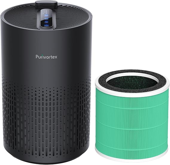 Purivortex PX500 Air Purifier with Fragrance Sponge (Black) + Toxin Absorber HEPA Filter Bundle