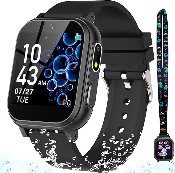 Waterproof Smart Watch for Kids with 32 Games Dual Camera Video Pedometer