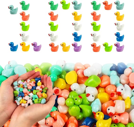CYZBL About 100 Pieces Mini Resins Miniature Garden Resin Ducks Tiny Animal Figures Small Lifelike Duck Figures Decorations Tiny Ducks Ornament for