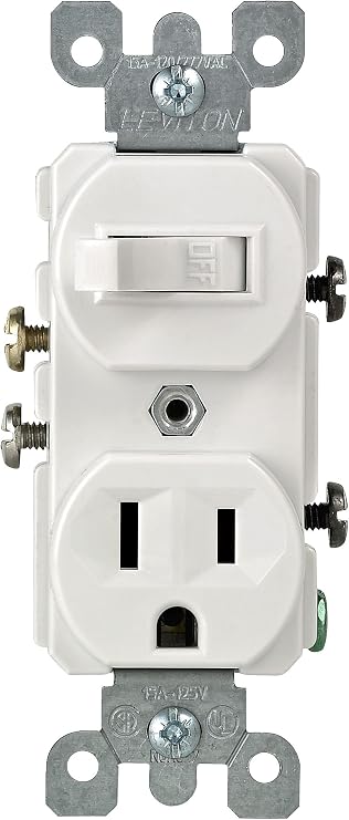 Leviton Combo Switch and Receptacle, 109-05225-WSP, White
