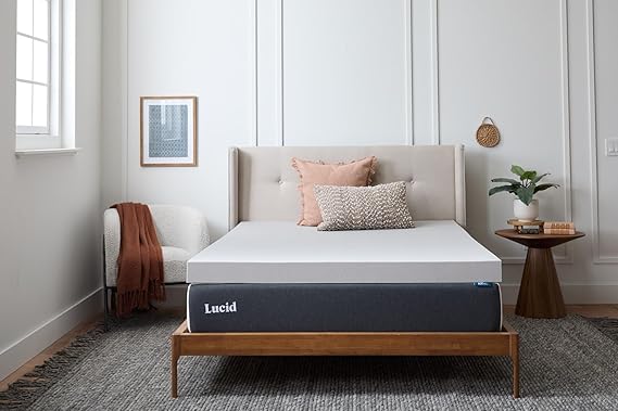 Lucid 4" Bamboo Charcoal Memory Foam Topper Extra Thick Twin
