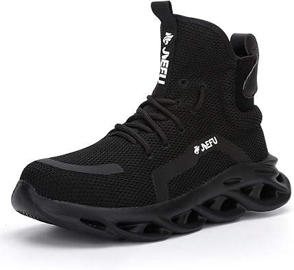 XUNRUO Work Safety Boots for Men and Women Steel Toe Lightweight Breathable Pull on Construction Boots