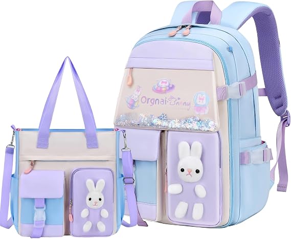 Bunny Backpack for Girls Cute Kids Bookbag for Elementary School