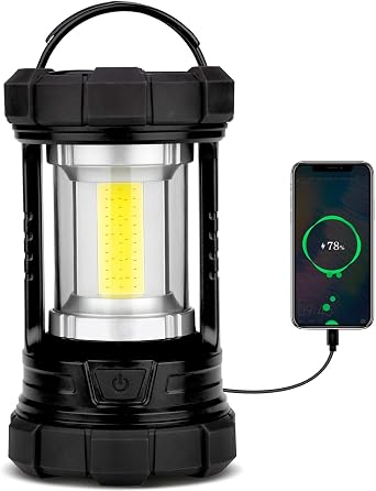 Camping Lantern 3000LM, LED Lanterns for Power Outages with 4400mAh Phone Charger, Impact-Resistant Rechargeable Lantern, 5 Light Modes Waterproof Lantern for Hurricane EmergencyBlack