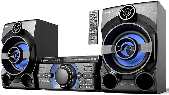 Sony Bluetooth Stereo Shelf System, HiFi Sound Speaker System with Remote Control, USB, FM Radio, Audio in, TV Music for Home