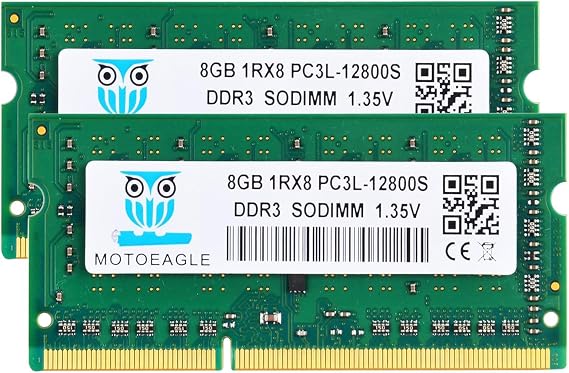 RAM 16GB 1RX8 PC3L-12800S 16GB (2 x 8GB) DDR3L-1600 SODIMM PC3L-12800 DDR3 1600MHz 1Rx8 1.35V Dual Rank RAM for Notebook 204 Pins CL11