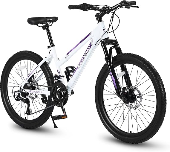 24 26 Inch Mountain Bike Mens Women, 21 Speed Spring Summer Travel Girls Boys Mountain Bikes with Front Suspension Disc, Outdoor Cycling Urban Trail Commuting City Bike, Birthday Gifts Bicycles