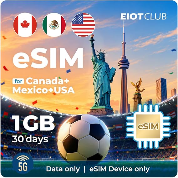 eSIM for USA & Canada & Mexico, 1GB for , No Phone Number