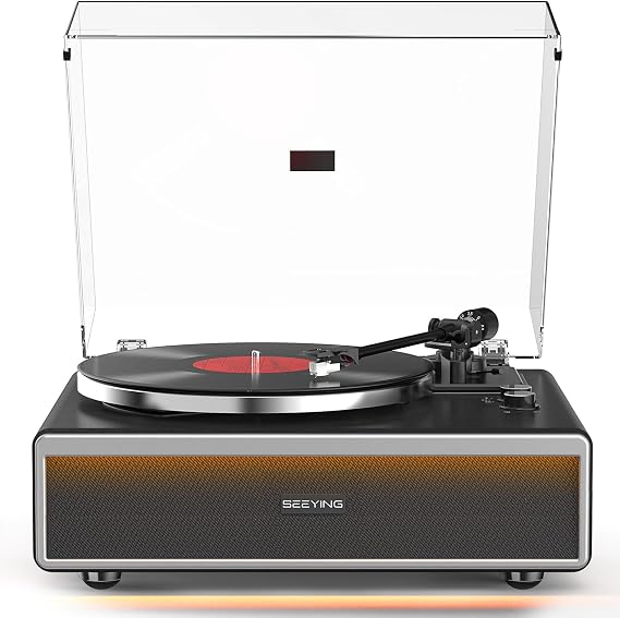 Vinyl Record Player with Built in Speakers, Bluetooth Turntable