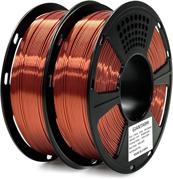 GIANTARM PLA Filament 1.75 mm 1 kg Spool Silk Copper 2 kg | Easy to print, does not clog, neatly wound up, dimensional accuracy 0.02 mm, suitable for all FDM 3D printers