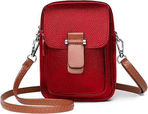 Small Crossbody Phone Purse for Women Cell Phone Bags Wallet, Cute Mini Shoulder Handbag with Adjustable Strap, Red