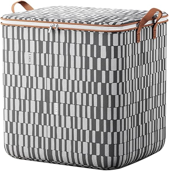Foldable Clothes Storage Moving Boxes, 100L/140L/180L Large Storage Bag, Storage Box with Lid and Zipper for Clothes, Duvets, Bedding (100L, Pack of 2)
