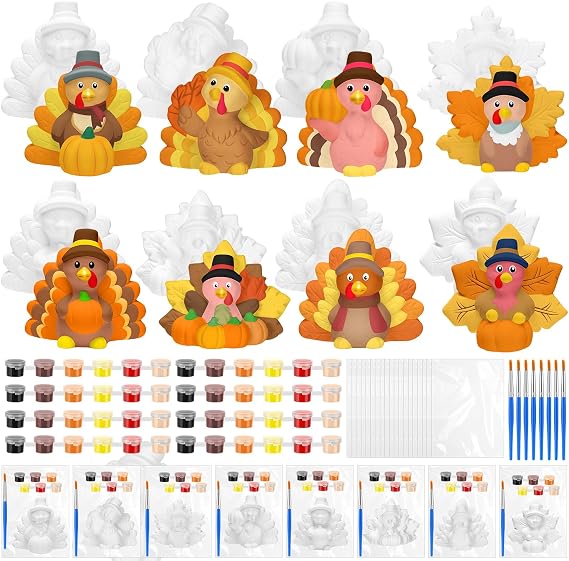 JellyArch 8 Set DIY Thanksgiving Turkey Ceramics to Paint Kit