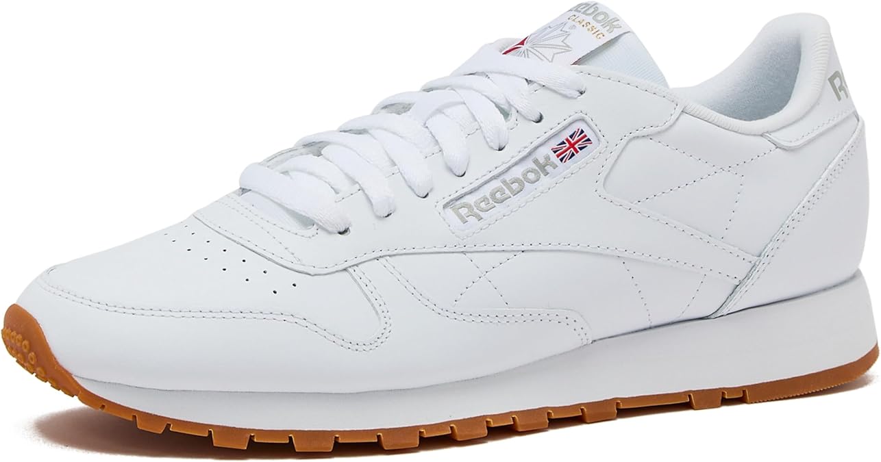 Reebok Men's Classic Leather Sneakers, FTWR White/Pure Grey 3/Reebok Rubber Gum-07, 8.5 Medium US