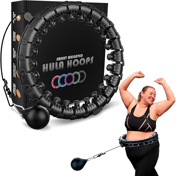 Smart Hula Ring Hoops, Weighted Hula Circle 24 Detachable Fitness Ring with 360 Degree Auto-Spinning Ball Gymnastics, Massage, Adult Fitness for Weight Loss