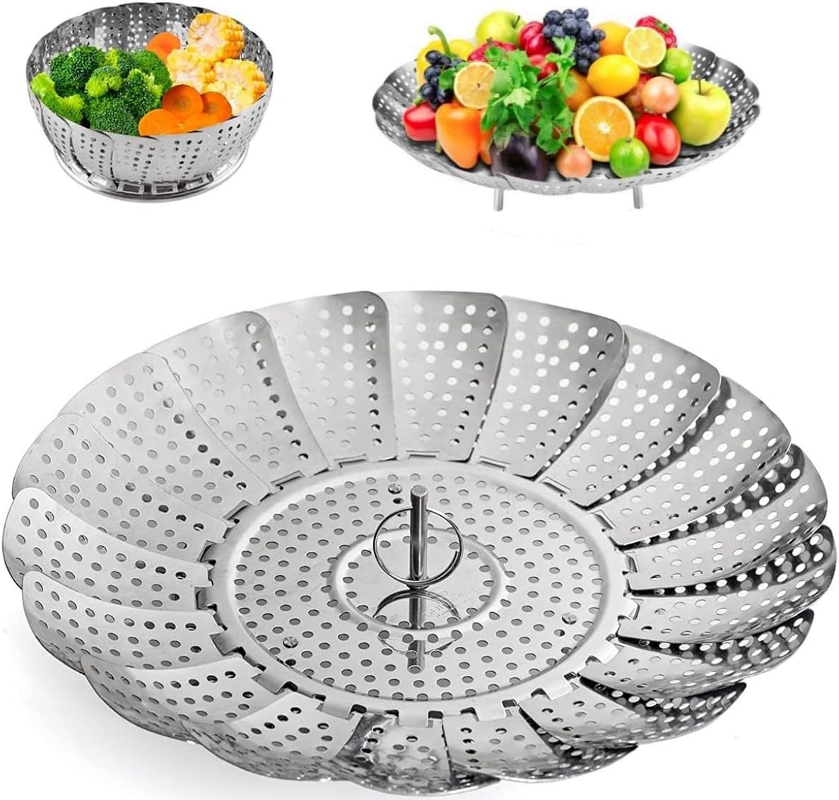 Steamer Basket Stainless Steel Instant Pot Accessories for Food and Vegetable, Zocy Premium Expandable Steam Basket to Fit Various Size Pots Medium 6.1 to 10.2