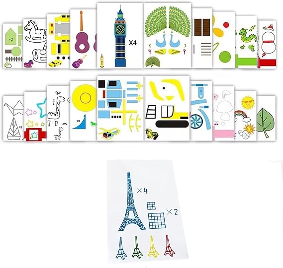 3D Printer Drawing Molds Paper Stencils for 3D Printing Pen,3D Printer Drawing Template for 3D Pen,Reusable Graffiti Template,40 Patterns with PVC Transparent Board.