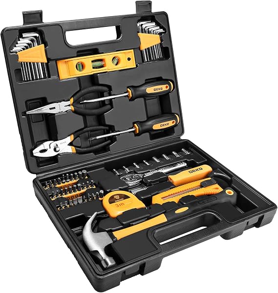 DEKO Home Tool Set, 65-Piece Tool Set, DIY Set, Work Tool Set, Furniture Assembly, Home Maintenance, Home Use, DIY Set, Do-it-Yourself Repairing Tool Set, Convenient Storage Case Included
