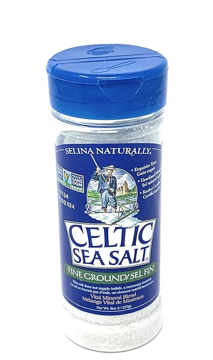 CELINA SEA SALT Fine Ground Shaker, 8 oz, 0.5 Pound (Pack of 1) | Unprocessed Whole Salt, No Additives, Non-GMO Verified, Kosher Certified, Gently Milled for Table and Pantry