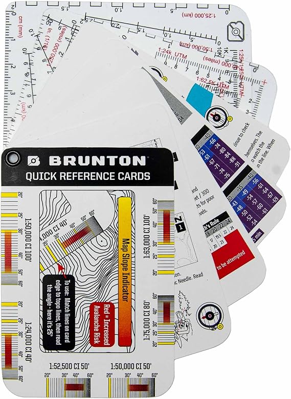 Brunton Quick-Reference Navigation Card Set Field Cards for Map & Compass Skills (Bearings, Triangulation, Slope, Hike-Time, Metric/Standard Scales) Waterproof, Pocket-Size