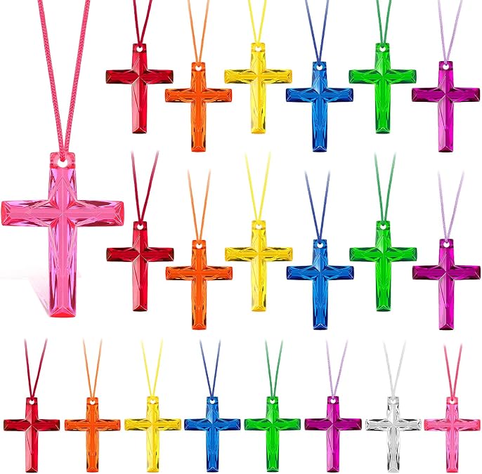 JULMELON Crystal Cross Necklace, Religious Gifts for Kids