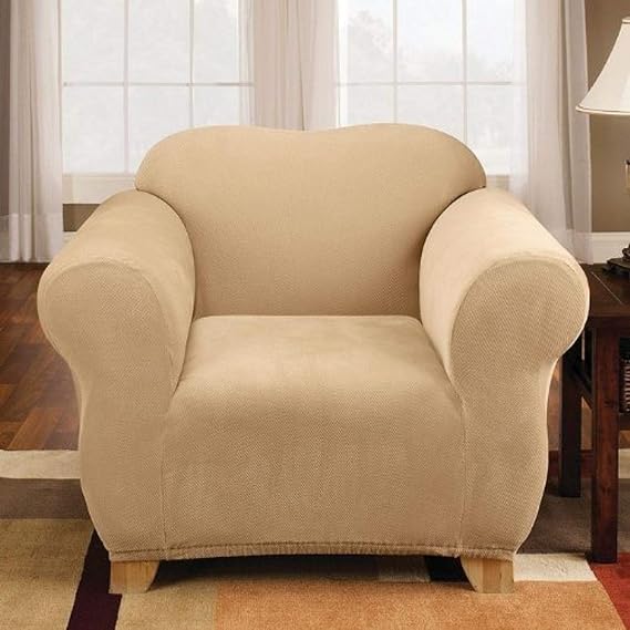 SureFit Stretch Pique Knit - Chair Slipcover - Cream (SF38409)
